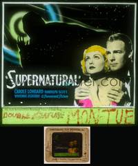 7c061 SUPERNATURAL glass slide '33 Carole Lombard, Randolph Scott + cool silhouette in the stars!