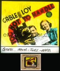 7c064 TOO HOT TO HANDLE glass slide '38 great image of Clark Gable with camera & pilot Myrna Loy!