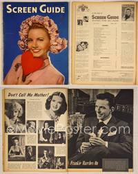 7c112 SCREEN GUIDE magazine March 1946, c/u of pretty Janet Blair in wild flowered headdress!