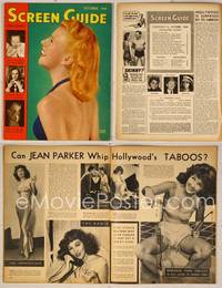 7c109 SCREEN GUIDE magazine October 1939, wonderful c/u of sexy Ginger Rogers in backless dress!