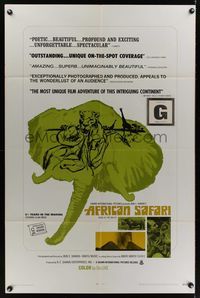 7d027 AFRICAN SAFARI 1sh '70 jungle documentary, cool images of deadly wild animals!