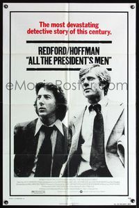 7d031 ALL THE PRESIDENT'S MEN 1sh '76 Dustin Hoffman & Robert Redford as Woodward & Bernstein!