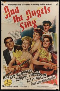 7d040 AND THE ANGELS SING style A 1sh '44 art of Fred MacMurray with Dorothy Lamour & sexy band!