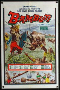 7d064 BAMBUTI 1sh '59 untamed Africa, a fantastic fight for life never before filmed!