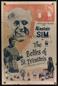 7d078 BELLES OF ST. TRINIAN'S 1sh '55 Alastair Sim as himself & in drag, Joyce Grenfell!