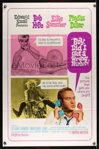 7d108 BOY DID I GET A WRONG NUMBER 1sh '66 wacky Bob Hope & Phyllis Diller, sexy Elke Sommer!