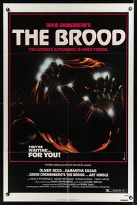 7d122 BROOD 1sh '79 David Cronenberg, Oliver Reed, Samantha Eggar, art of monster in embryo!