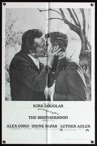 7d123 BROTHERHOOD 1sh '68 Kirk Douglas gives the kiss of death to Alex Cord!