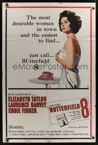 7d134 BUTTERFIELD 8 1sh '60 callgirl Elizabeth Taylor is the most desirable and easiest to find!
