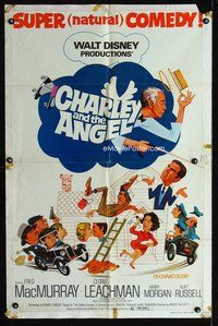 7d159 CHARLEY & THE ANGEL 1sh '73 Disney, Fred MacMurray, Cloris Leachman, supernatural comedy!