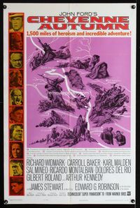 7d163 CHEYENNE AUTUMN 1sh '64 John Ford directed, 1,500 miles of heroism and incredible adventure!