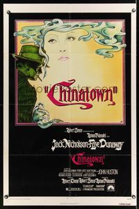 7d164 CHINATOWN 1sh '74 great art of smoking Jack Nicholson & Faye Dunaway, Roman Polanski