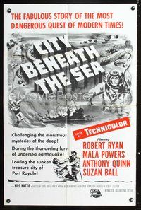 7d173 CITY BENEATH THE SEA military 1sh '53 Budd Boetticher, art of divers by Reynold Brown!