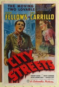 7d175 CITY STREETS 1sh '38 Leo Carrillo gives up everything to help orphan Edith Fellows!