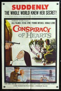 7d191 CONSPIRACY OF HEARTS 1sh '60 Italian nun Lili Palmer with gun to her head!