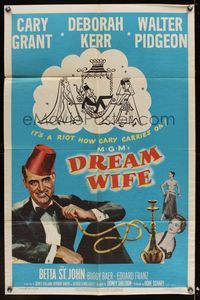 7d248 DREAM WIFE 1sh '53 great image of smoking Cary Grant & sexy Deborah Kerr!