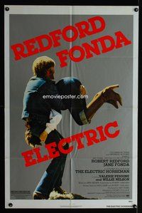 7d264 ELECTRIC HORSEMAN 1sh '79 Sydney Pollack, great image of Robert Redford & Jane Fonda!