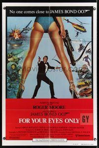 7d319 FOR YOUR EYES ONLY English Int'l 1sh '81 no one comes close to Roger Moore as James Bond 007!