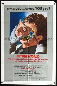 7d331 FUTUREWORLD color 1sh '76 a world where you can't tell the mortals from the machines!