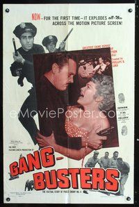 7d337 GANG BUSTERS 1sh '54 Public Enemy No 4, based on hit TV and radio show!