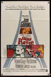 7d339 GAY PURR-EE 1sh '62 Judy Garland, Robert Goulet, Red Buttons, cartoon cats!