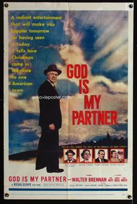 7d358 GOD IS MY PARTNER 1sh '57 religious Walter Brennan, a story of love!