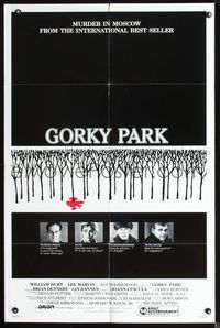 7d366 GORKY PARK 1sh '83 William Hurt, Lee Marvin, cool bloody snow in trees image!