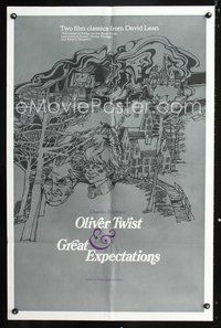 7d371 GREAT EXPECTATIONS/OLIVER TWIST 1sh '70s Charles Dickens & David Lean double-bill!