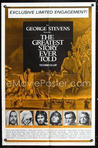 7d378 GREATEST STORY EVER TOLD limited engagement 1sh '65 George Stevens, Max von Sydow as Jesus!