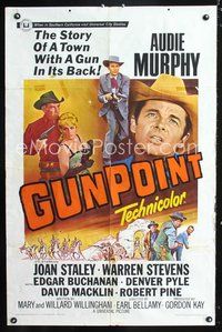 7d381 GUNPOINT 1sh '66 Audie Murphy in the story of a town with a gun in its back!