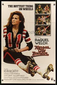 7d488 KANSAS CITY BOMBER 1sh '72 sexy roller derby girl Raquel Welch, the hottest thing on wheels!