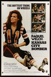 7d489 KANSAS CITY BOMBER block font 1sh '72 sexy roller derby girl Raquel Welch!