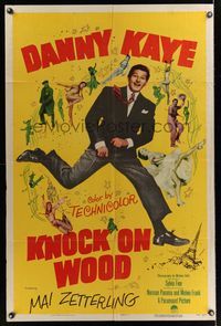 7d500 KNOCK ON WOOD 1sh '54 great full-length image of dancing Danny Kaye, Mai Zetterling!