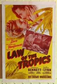 7d518 LAW OF THE TROPICS 1sh '41 sexy Constance Bennett & Jeffrey Lynn, the night is made for love