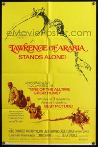 7d519 LAWRENCE OF ARABIA 1sh R71 David Lean classic starring Peter O'Toole!