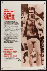 7d549 LONGEST YARD 1sh '74 Robert Aldrich prison football sports comedy, Burt Reynolds!