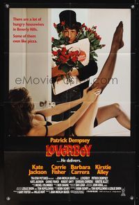 7d562 LOVERBOY Int'l 1sh '89 young Patrick Dempsey w/armload of roses, sexy girl in lingerie!