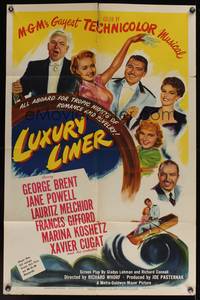 7d564 LUXURY LINER 1sh '48 George Brent & Jane Powell, tropical nights of romance & revelry!