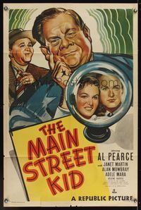 7d572 MAIN STREET KID 1sh '48 cool art of Al Pearce by crystal ball with Martin & Mowbray in it!