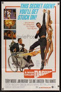 7d577 MAN CALLED DAGGER 1sh '67 Terry Moore, Paul Mantee, great art of guy in wheelchair with guns