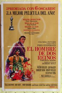 7d579 MAN FOR ALL SEASONS Spanish/U.S. 1sh '67 Paul Scofield, Robert Shaw, Best Picture Academy Award!