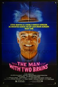 7d594 MAN WITH TWO BRAINS 1sh '83 wacky world famous surgeon Steve Martin performs brain surgery!