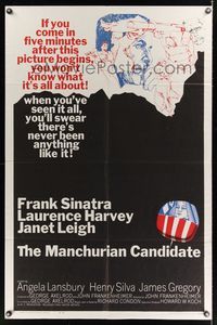 7d596 MANCHURIAN CANDIDATE 1sh '62 cool art of Frank Sinatra, directed by John Frankenheimer!