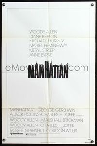 7d597 MANHATTAN 1sh '79 Woody Allen, cool title art of NYC skyline!