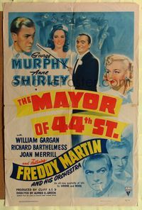 7d607 MAYOR OF 44TH STREET style A 1sh '42 George Murphy, Anne Shirley & Freddy Martin's Orchestra!