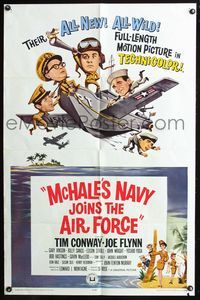 7d611 McHALE'S NAVY JOINS THE AIR FORCE 1sh '65 great art of Tim Conway in wacky flying ship!