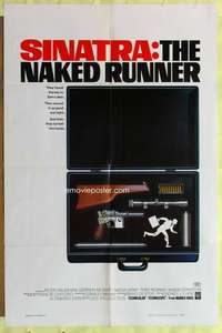 7d668 NAKED RUNNER 1sh '67 Frank Sinatra, cool image of sniper rifle gun dismantled in suitcase!