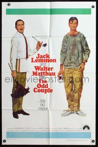 7d693 ODD COUPLE 1sh '68 art of best friends Walter Matthau & Jack Lemmon by Robert McGinnis!