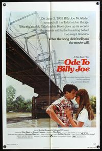 7d694 ODE TO BILLY JOE 1sh '76 Robby Benson & Glynnis O'Connor, movie based on Bobbie Gentry song!