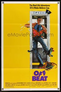 7d697 OFF BEAT 1sh '86 wacky art of fake cop Judge Reinhold changing clothes in phone booth!